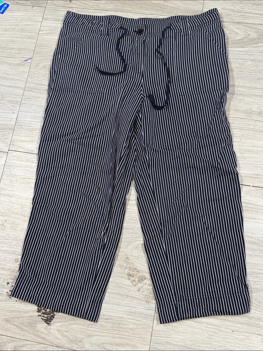 Jones New York Navy and White Striped Shirt